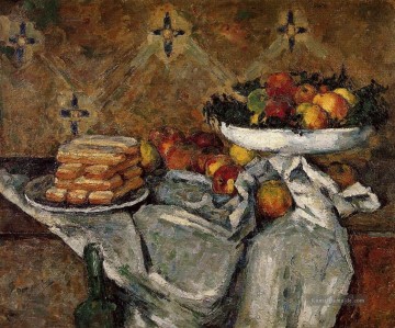 Paul Cézanne Werke - Compotier und Teller mit Keksen Paul Cezanne